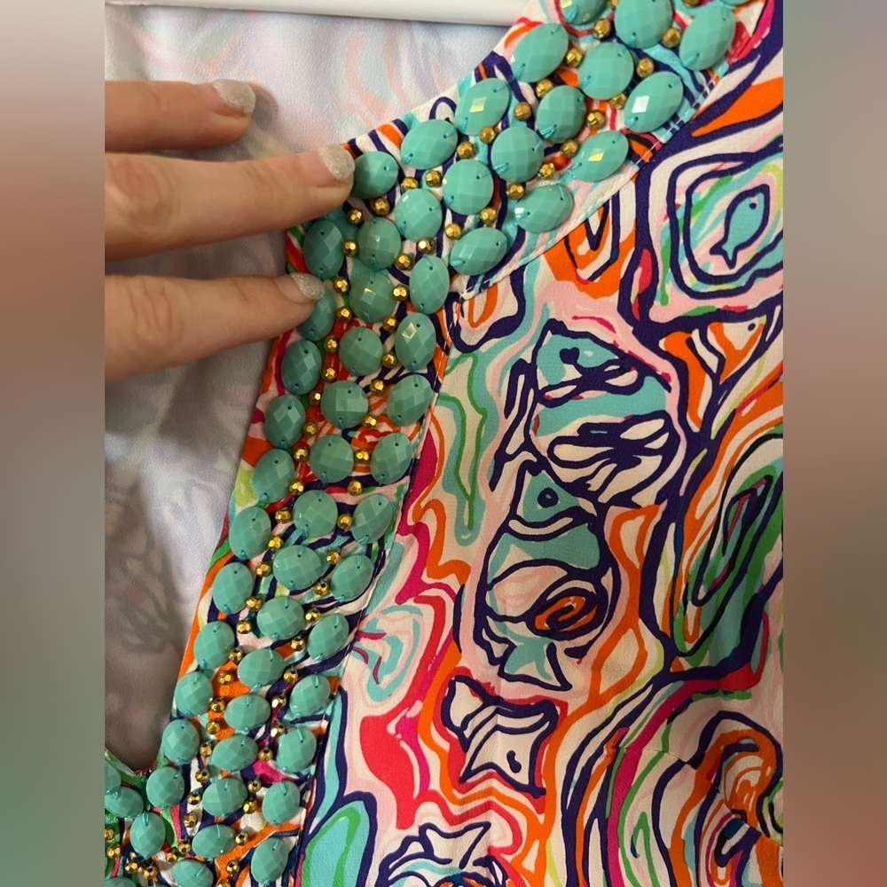 Lilly Pulitzer Seamus what a catch beaded dress size 6 belt missing - Picture 5 of 5
